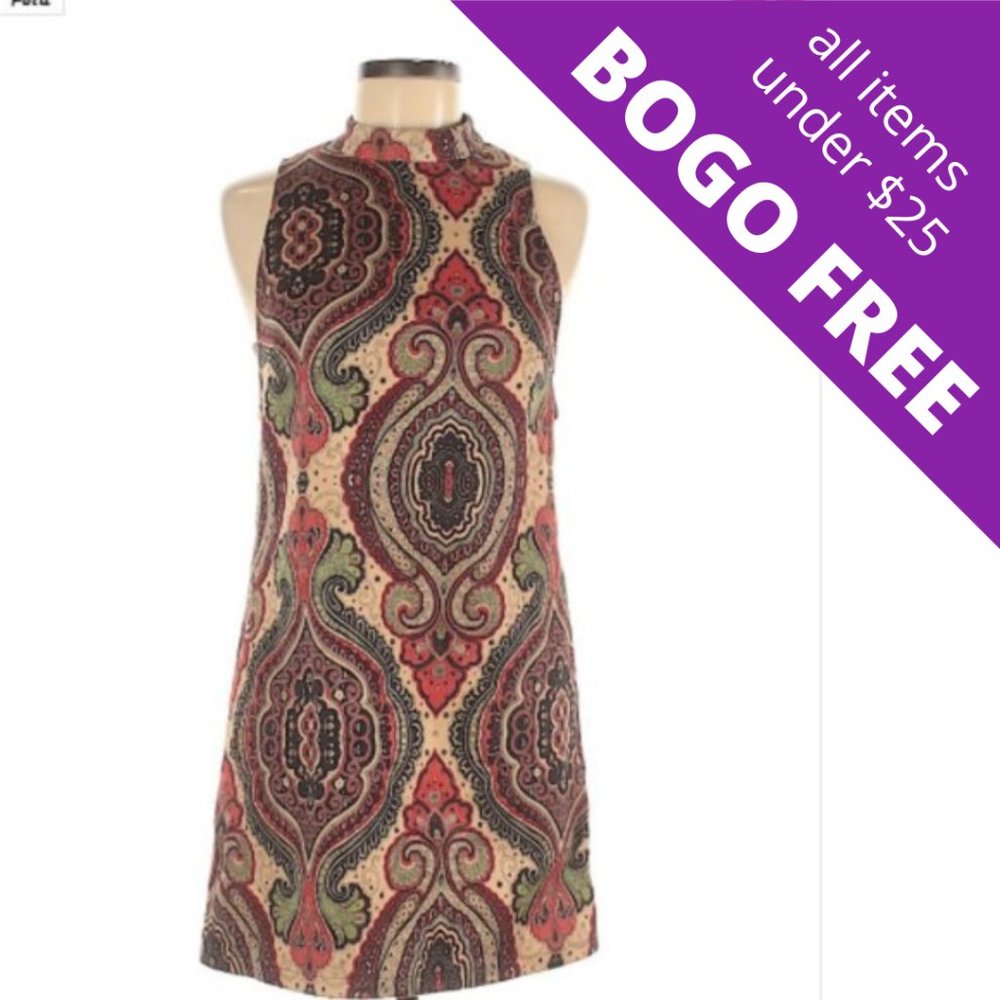 Fashion Union Mod Boho Paisley Mockneck Mini Dress